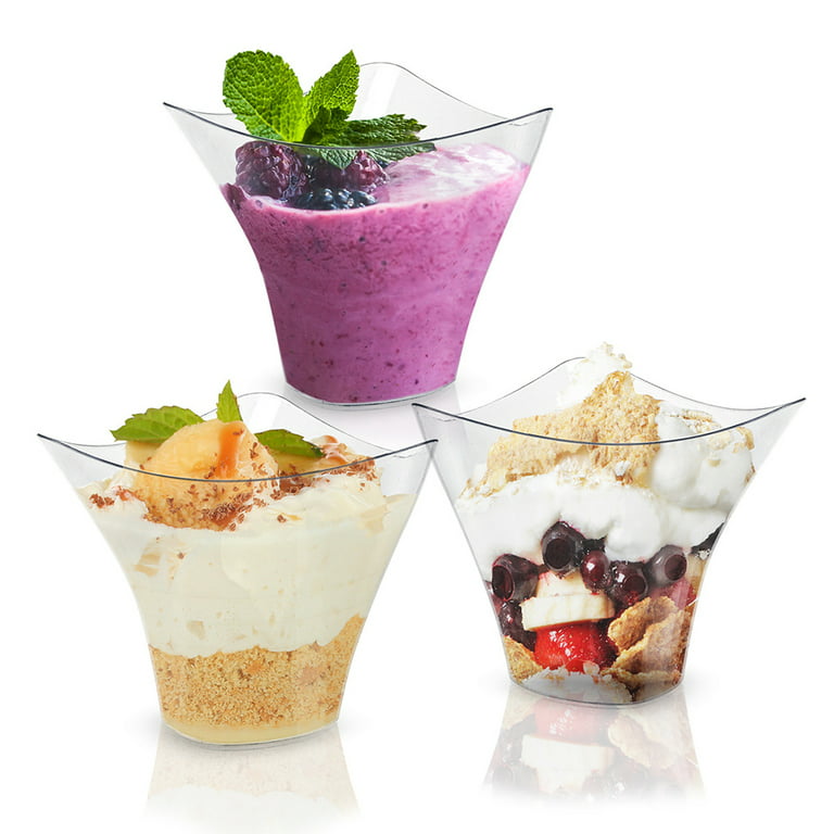 50pcs 260ML transparent disposable small plastic cups camping birthday  party ice cream pudding jelly dessert cups