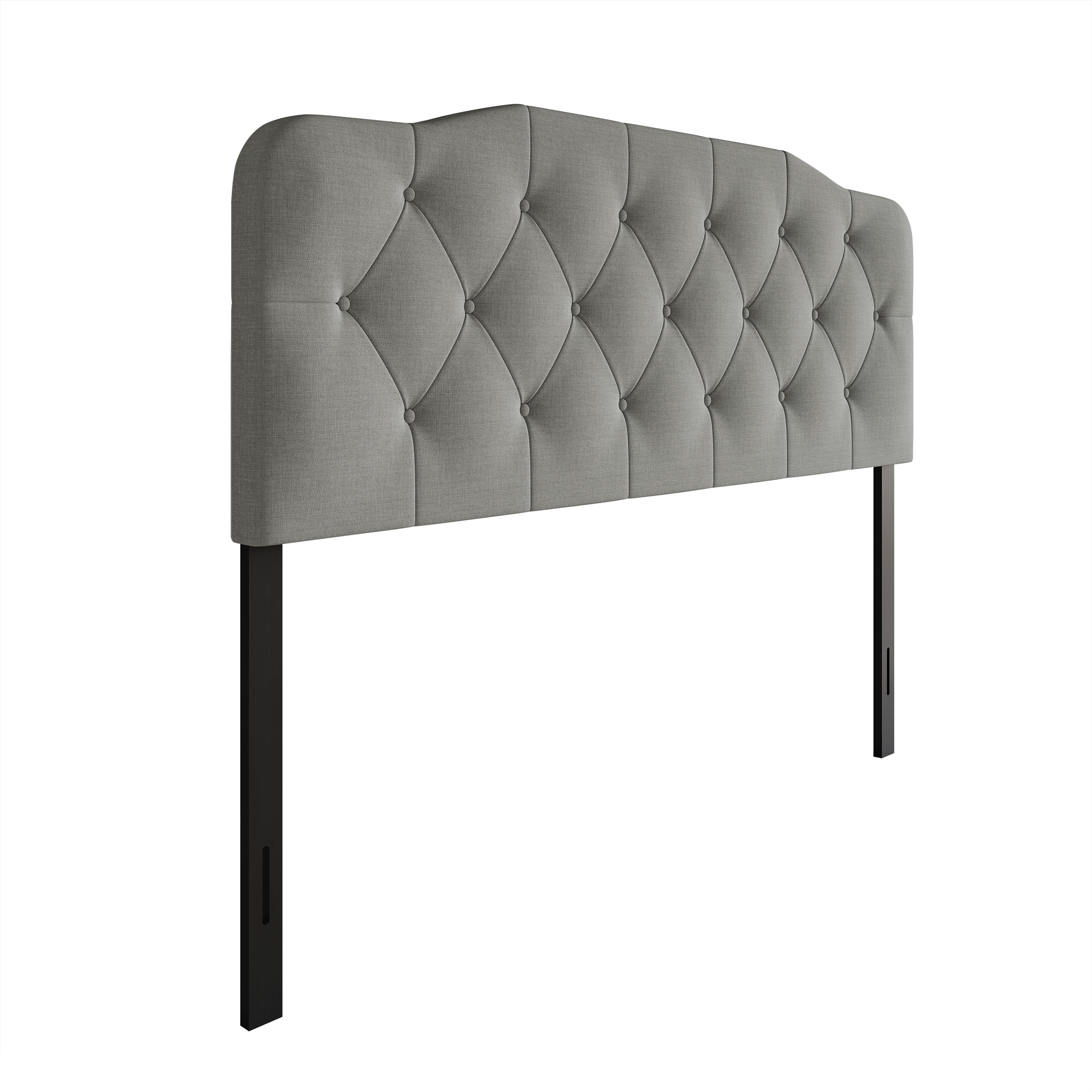 Castle Place Modern Button-Tufted Linen Queen Upholstered Headboard, Light Grey