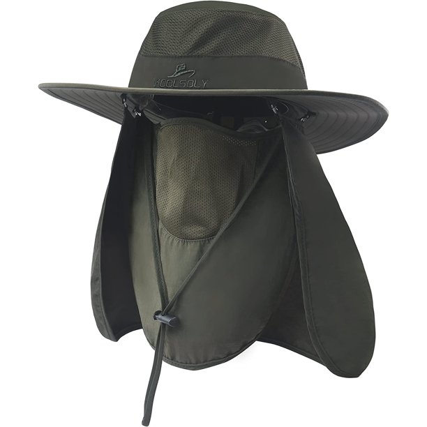KOOLSOLY Fishing Hat,Sun Cap with UPF 50+ Sun Protection and Neck Flap,Bucket Hat for Man and