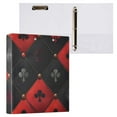 thumbnail image 3 of Red and Black Lattice Hardcover 3 Ring Binder 1.5 inch Round Rings with Interior Pockets Binders Organizer Office School 2 Pack, 3 of 9