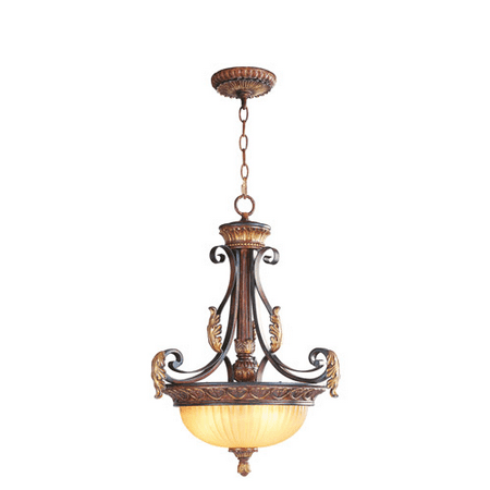 

Pendants Porch 3 Light With Rustic Art Glass Verona Bronze with Aged Gold Leaf Accents Finish size 19 in 180 Watts - World of Crystal