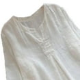 thumbnail image 5 of zbxnLI Womens V Neck 3/4 Sleeves Tops Pleated Blouses Loose Causal Top Solid Color Blouse Comfy Spring Summer Outfits, 5 of 6