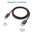 thumbnail image 2 of Cable Matters 8K DisplayPort 1.4 to HDMI Cable 6ft / 1.8m with 4K 120Hz / 8K 60Hz Unidirectional 32.4Gbps Display Port 1.4 to HDMI 8K Cable in Black for RTX 3080/3090 RX 6800/6900 and More, 2 of 6