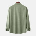 thumbnail image 4 of IROINNID On Sale Button Down Shirts for Men Autumn And Winter Stand Collar Long Sleeve Solid Color Cotton Linen Shirt Top,Green, 4 of 9