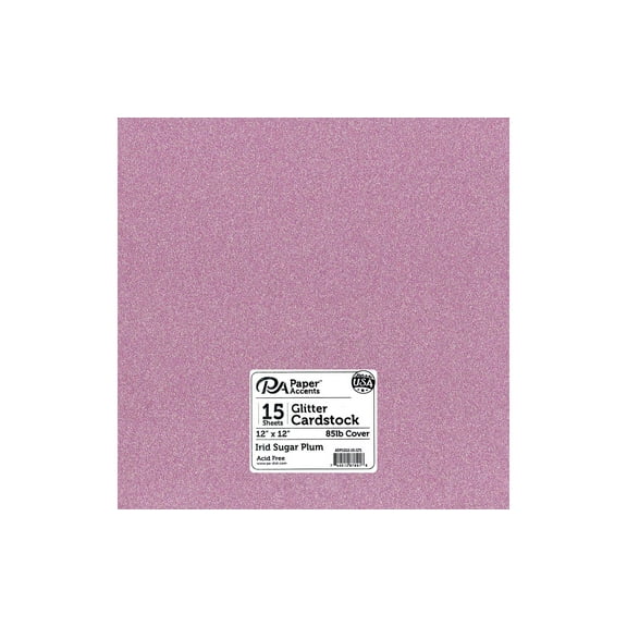 PA Vinyl Glitter Cardstock 12" x 12" 85 lb. Iridescent Sugar Plum 15 Pieces