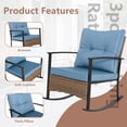 thumbnail image 4 of Villeston 3-Piece Outdoor Rocking Chair Wicker Furniture Set with Padded Cushions and Table for Courtyards,Blue, 4 of 7