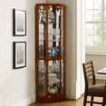 thumbnail image 4 of Miniyam 6 Shelf Corner Curio Display Cabinet with Lights, Glass Doors, Oak, 4 of 6
