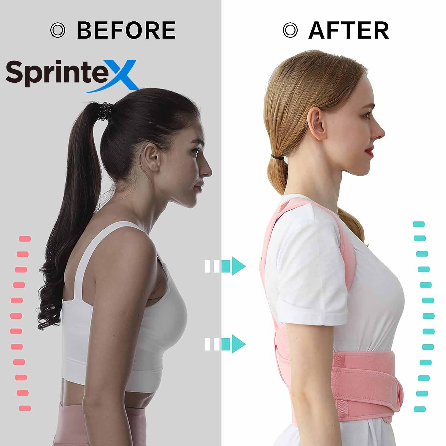 Sprintex Back Brace Posture Corrector for Women and Men, Shoulder Straightener Adjustable Back Support Upper and Lower Back Pain Relief - Scoliosis Hunchback Hump Thoracic Spine Corrector