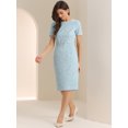 thumbnail image 4 of DARING DIVA Women's Tweed Office Bodycon Pencil Midi Dresses S Blue, 4 of 6