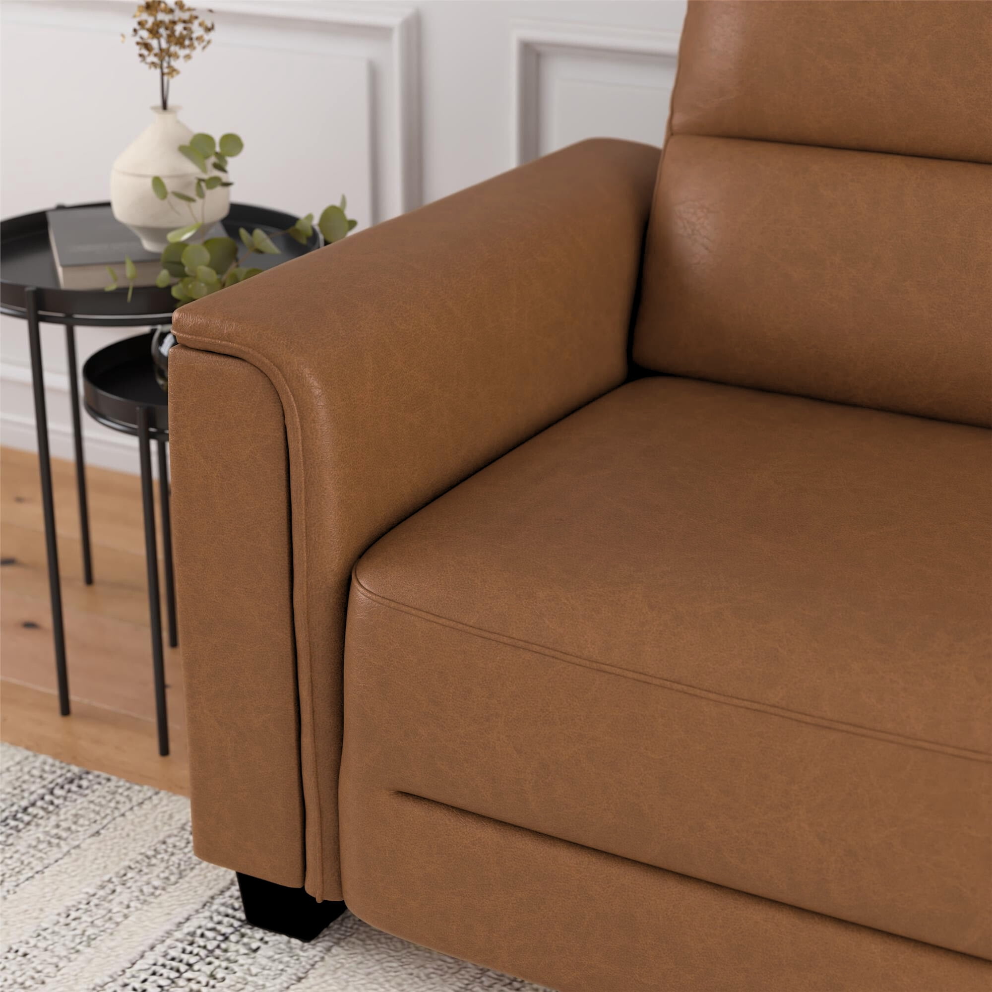 Mainstays Williamson 75.5" Sofa, Brown Faux Leather