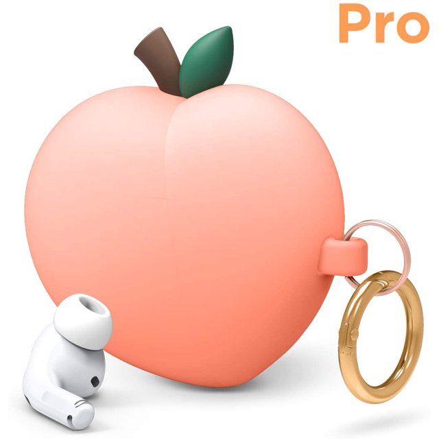 elago Peach AirPods Pro Case Cover Compatible with Apple AirPods Pro Case, 3D Cute Design Case Cover with Keychain