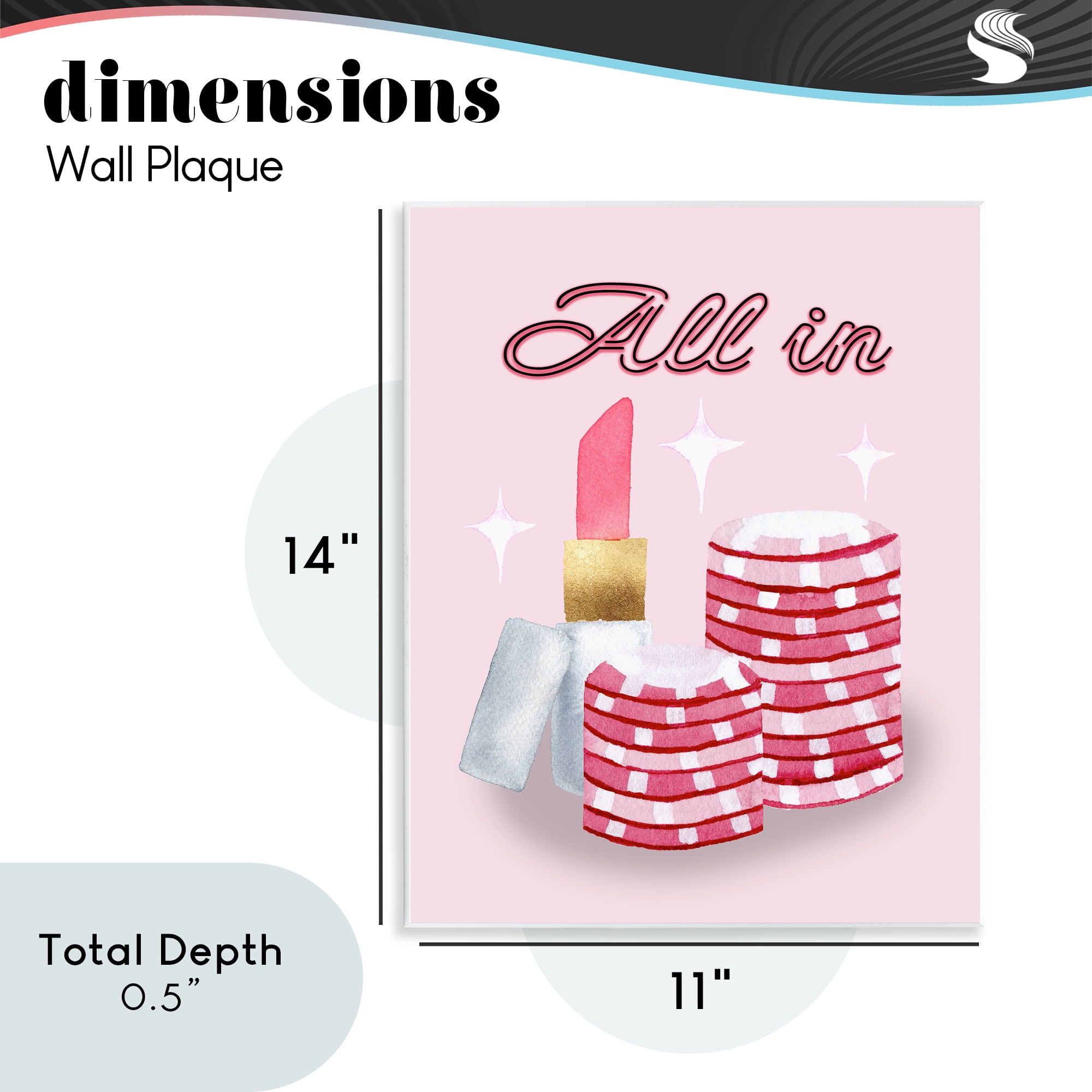 All In Poker Chips & Lipstick Wall Plaque Art, design by Nina Jacobs