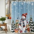 thumbnail image 4 of Blue Christmas Shower Curtain, Snowman Squirrel Cat Pine Tree Winter Snow Waterproof Fabric Shower Curtains with 12 Hooks, Bathroom Curtain Set for Bathroom Accessories Decor, 72 x 78 Inches, 4 of 9
