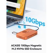 ACASIS 6-in-1 Magnetic M.2 NVMe SSD Enclosure Hub, 10Gbps, 100W PD, Dual 4K HDMI, SD TF Card Reader, Cooling Fan