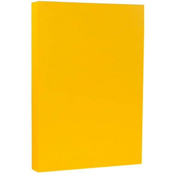 JAM Paper Legal Cardstock, 8 1/2 x 14, 80lb Sun Yellow, 50 per Pack