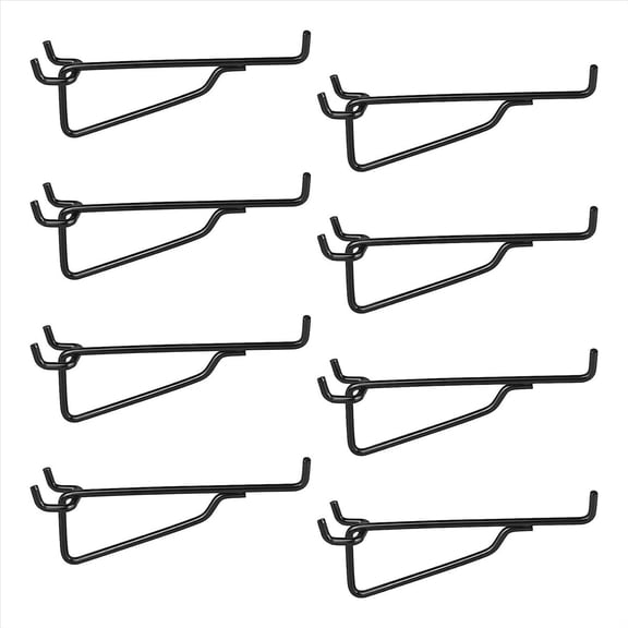 Peg Board Shelf Hooks, 8PACK 6In Metal Utility Hook Set, Organizer for Garage Workbench Art Craft Room Office