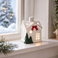 thumbnail image 5 of Christmas Light Up Ceramic Village,Led Lighted White Snow House Porcelain Ornament,Winter Christmas Glowing Decor for Mantel Tabletop, 5 of 6