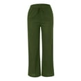 thumbnail image 5 of Green Womens Sweatpants Womens Daily Elastic Waist Pockets Straight Solid Color Casual Pants Loose Long Trousers Casual Pants Women, 5 of 6