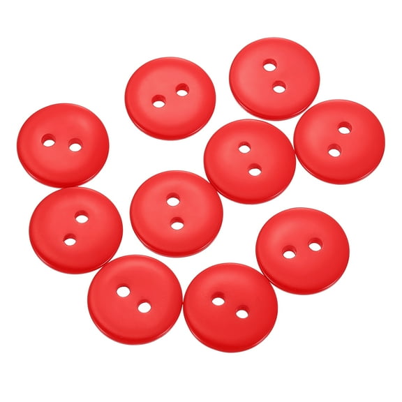10pcs Resin Sewing Button, 15mm (5/8-inch) 2 Holes Round Craft Buttons, Red