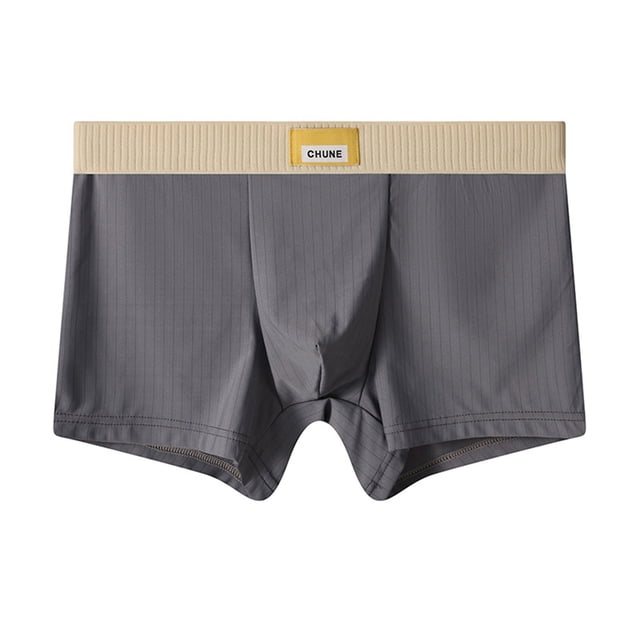 Boxers for Men, Mid-waist Solid Color Breathable Ice Silk Fabric with 360° Friction-Free Design, Lightweight and Quick-Dry for Daily Wear