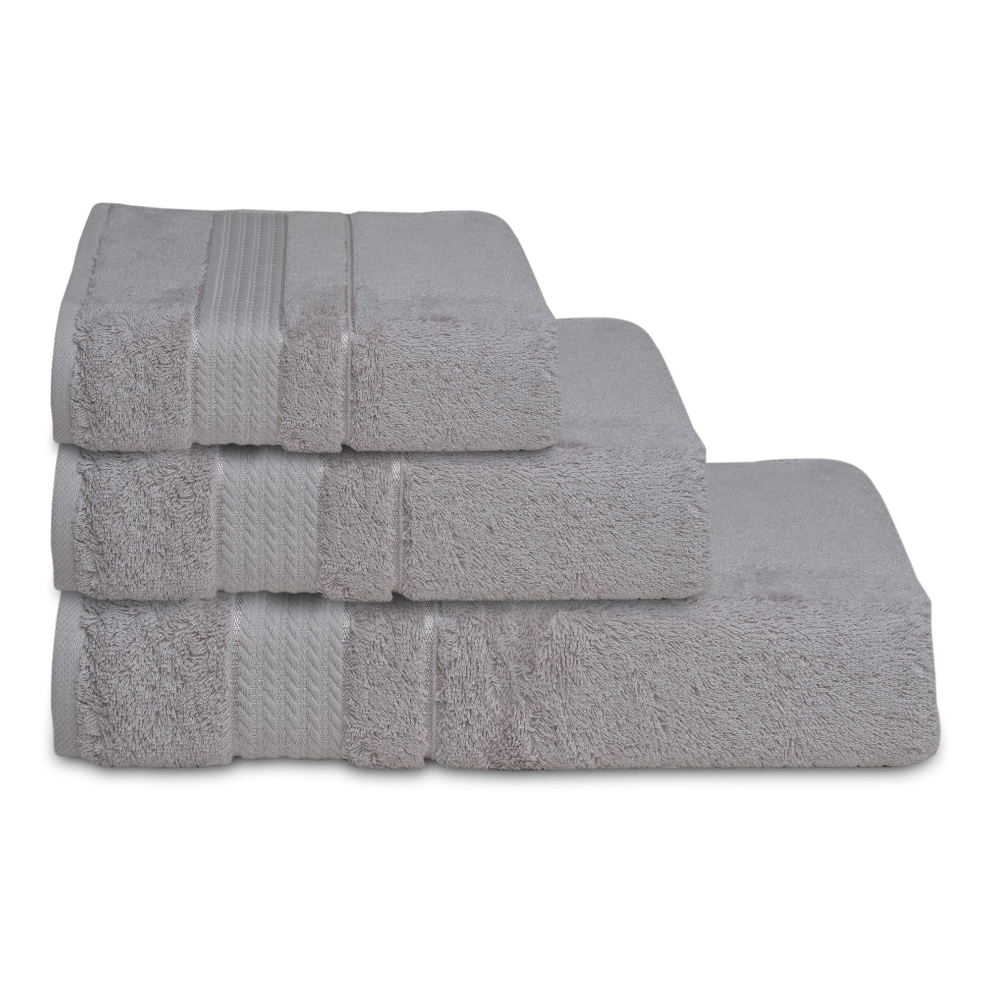 Melissa Linen Elegant Turkish Towels (Set of 3), Bath Towel, Hand Towel, Washcloth, Silver Gray