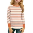 thumbnail image 2 of THDHVS Girls Long Sleeve Shirts,Shirts for Girls,Kids Striped Color Block Long Sleeve Tee Soft Cotton Casual for School Weekend Layering Orange 9-10 Years, 2 of 9