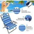 thumbnail image 5 of VibrantEcho Beach Chairs for Adults Heavy Duty,Foldable Patio Chaise Lounge Chair for Outdoor with Detachable Pocket, Portable Folding Chair for Beach, Camping and Pool, Striped Blue, 5 of 17