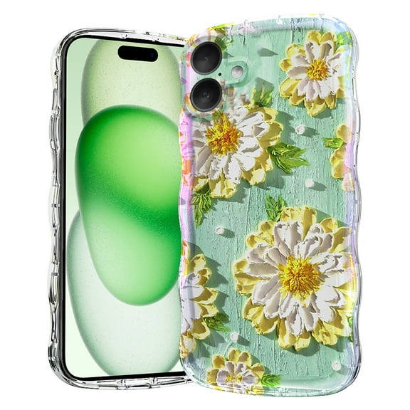 for iPhone 16 Plus 6.7 inch Magnetic Case Compatible with Mag-Safe, Floral Butterfly Pattern Wave Edge Case for Girls Women, Anti-Drop Shockproof Hard Phone Cover for iPhone 16 Plus, Floral-C