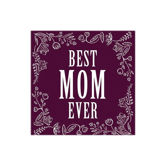 Best Mom Ever Purple Foliage 12 x 12 Wood Wall Sign Plaque