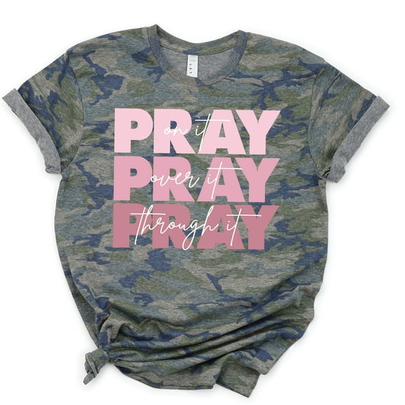 Love in Faith | Pray On It Short Sleeve | Vintage Camo | Christian T-Shirts for Women | Faith Based Apparel |Christian Gifts
