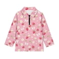 thumbnail image 4 of Psesaysky Pink Strawberry Floral Print Girls Half Zip Sweatshirt Cropped Pullover Hoodies Long Sleeve Zipper Sweatshirt Fall Winter Tops Athletic Thermal Coat 12-13 Years, 4 of 6