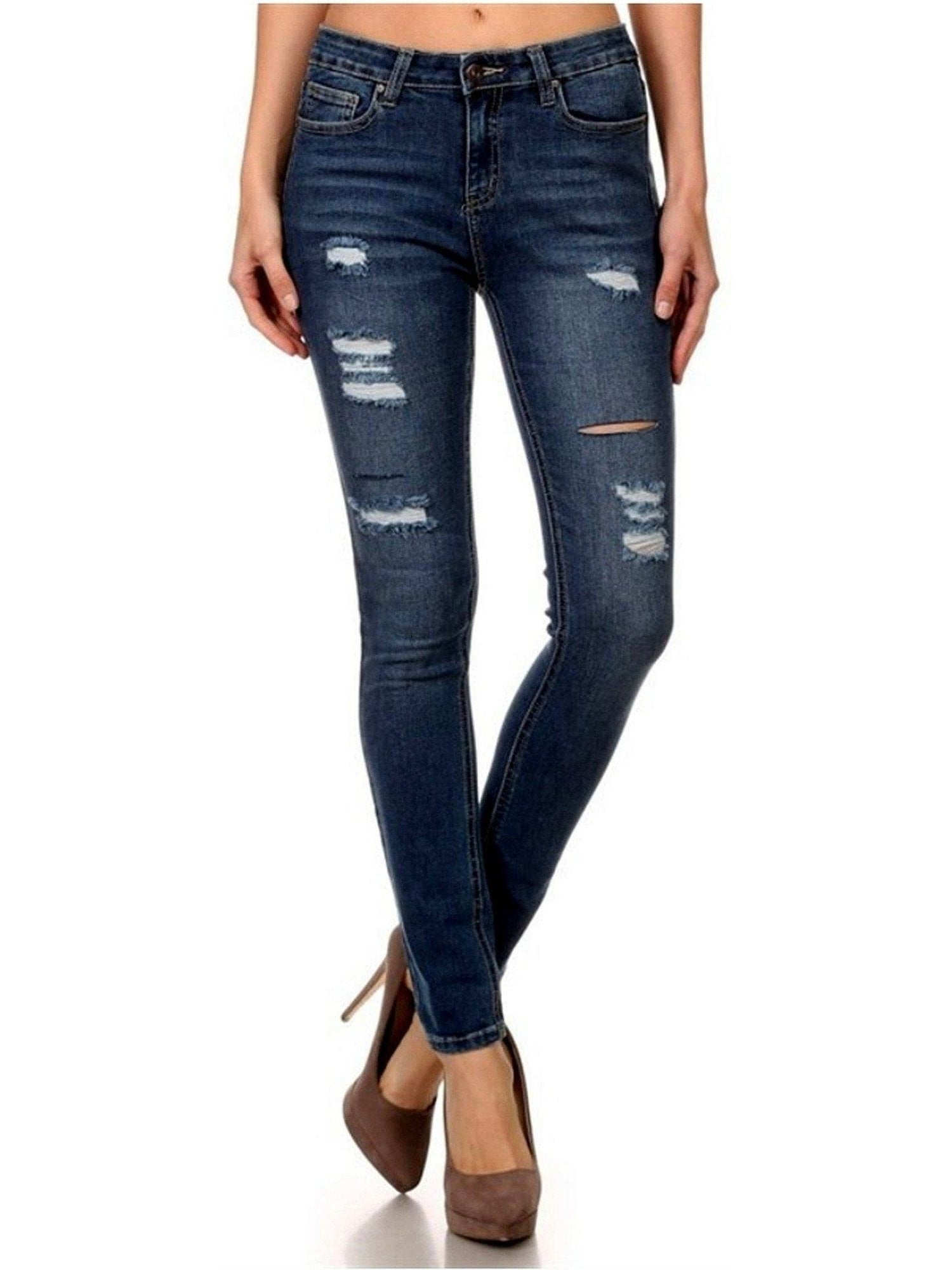 Distressted Skinny jeans, Medium Denim 
