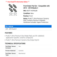 thumbnail image 2 of Front Brake Pad Set - Compatible with 2014 - 2018 Mazda 3 2015 2016 2017, 2 of 2