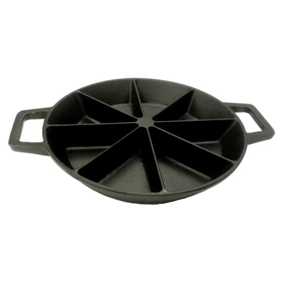 Bayou Classic 10" Round Cast Iron Wedge Cornbread Skillet Pan with Handles