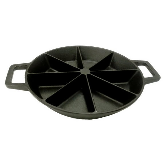 Bayou Classic 10" Round Cast Iron Wedge Cornbread Skillet Pan with Handles