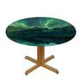 thumbnail image 3 of Acheng Aurora Borealis Mountains Lake Round Tablecloth 100% Polyester Fiber Full Width Single-Sided Printing 54-58, 3 of 8