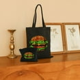 thumbnail image 2 of COMIO Funny Hamburger Art For Women Cheeseburger Lover Canvas Tote Bag Aesthetic 2 Pcs with Zipper Black, 2 of 8