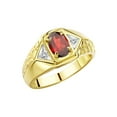 thumbnail image 4 of Rylos  Yellow Gold Plated Silver Classic 7X5MM Oval Garnet & Sparkling Diamond Ring - Birthstone Jewelry for Men -Size 11, 4 of 7