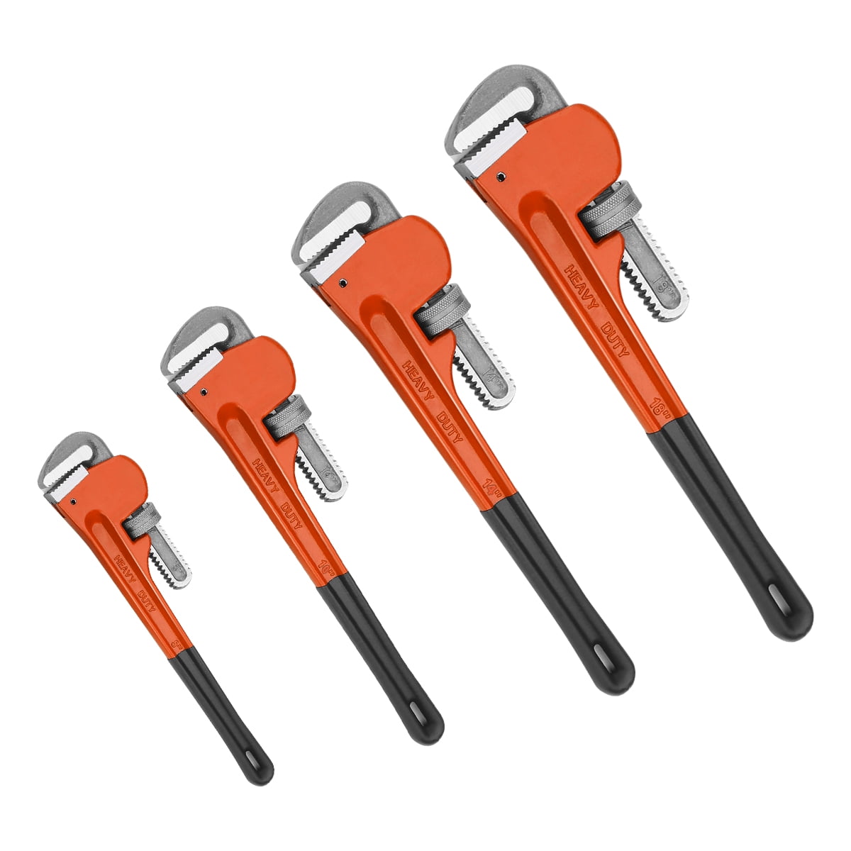 AAIN 4pc Heavy Duty Pipe Wrench Set Plumbing Spanner Monkey Teeth 8,10,14,18 in 