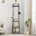 thumbnail image 5 of Coat Rack Freestanding, Coat Stand with 3 Shelves and 7 Hooks, Hall Tree Free Standing, Clothes Rack Stand Organizer for Bedroom, Hallway, Entryway, Living Room, Industrial Style, Black, 5 of 15