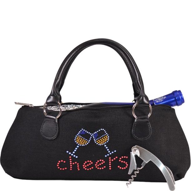 Primeware Womens Cheers Insulated Single Bottle Wine Clutch Tote Bag