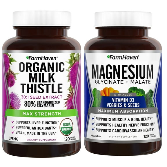FarmHaven Magnesium Glycinate & Malate Complex w/Vitamin D3 and Milk Thistle
