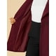 thumbnail image 5 of Abrigo largo de invierno con cinturón para mujer, clásico, de cuello alto, de manga larga, color burdeos, 5 of 7