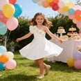 thumbnail image 2 of WAYUTE Girls' Dresses Elegant One Shoulder Elastic Waist Solid Color Pleated A Line Princess Dress for Kids Birthday Party Casual Outdoor, 2 of 7