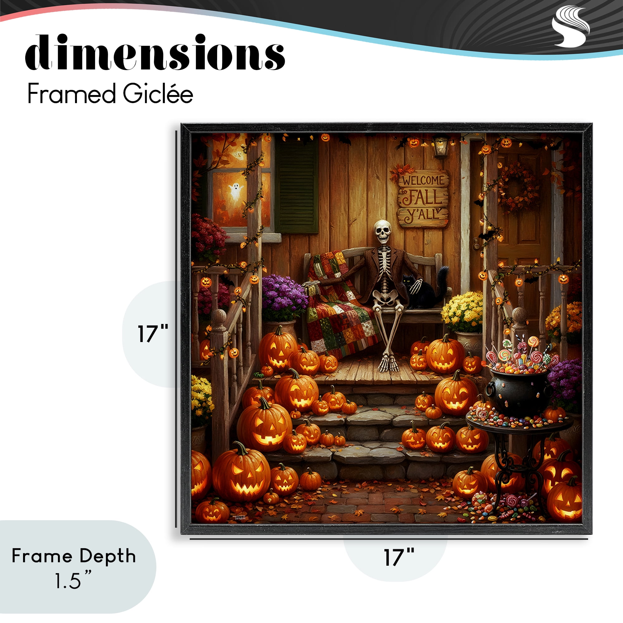Stupell Industries Welcome To Fall Skeleton Porch Black Framed Giclee Art, design by Tabz Jones