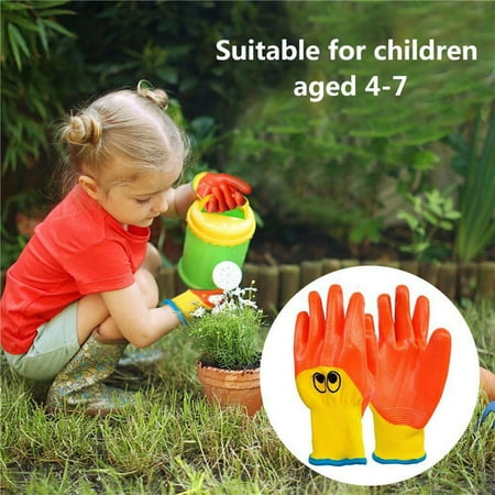 

Kids Gardening Gloves Foam Rubber Coated Gardening Work Gloves for 2-12 Years Old