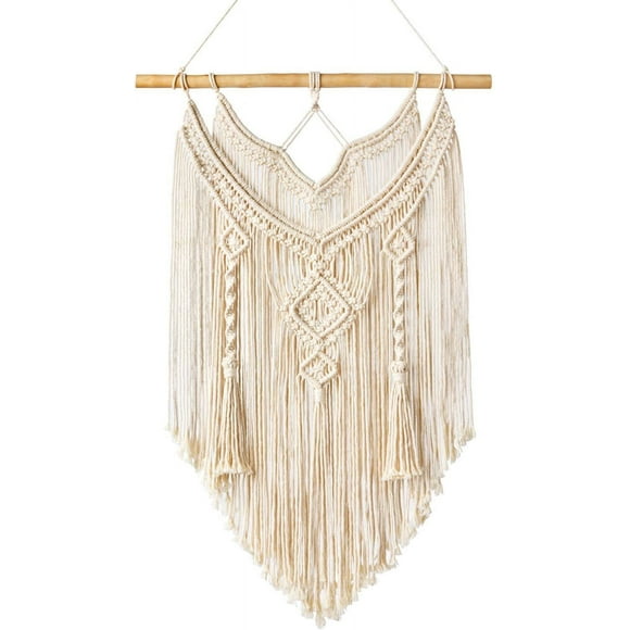 Macrame Woven Wall Hanging - Boho Chic Bohemian Home Geometric Art Decor