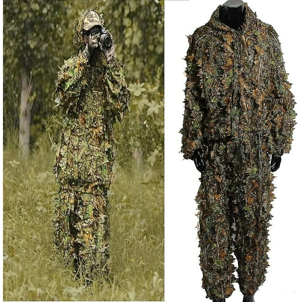 Trajes de camuflaje Trajes de Ghillie Hojas 3d Ropa de camuflaje de Woodland Ropa y pantalones militares de francotirador del ejército para caza en la jungla, tiro, Airsoft, vida silvestre kaili Sencillez
