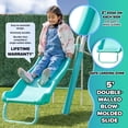 thumbnail image 6 of Sportspower Arcadia Metal Swing Set for Kids Ages 3-8, Outdoor Backyard Playset with Trapeze, 2-Person Glider, 5-Foot Slide with Lifetime Warranty, Bonus Anchor Kit (TEAL), 6 of 8