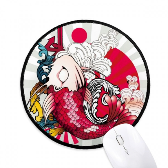 Art Rayonnant Japon Motif Tapis de Souris Bureau Rond Tapis pour Ordinateur